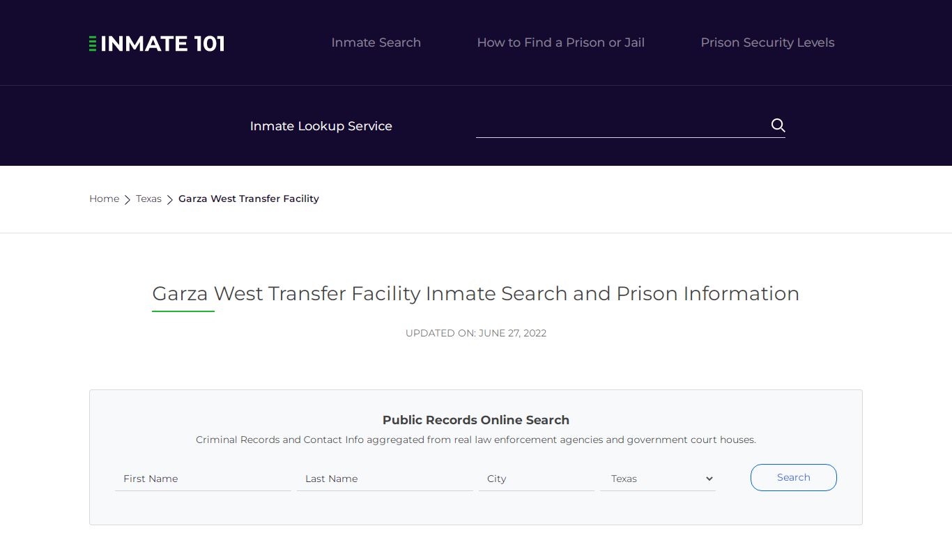 Garza West Transfer Facility Inmate Search, Visitation ...